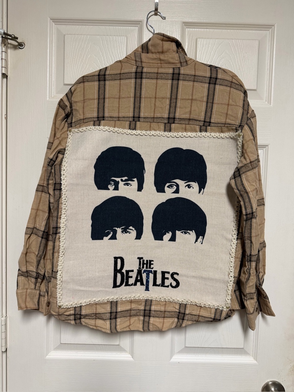 Custom The Beatles Flannel Button Down Shirt size large